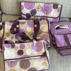 Purple and Green Polka Dot Travel Bag Set